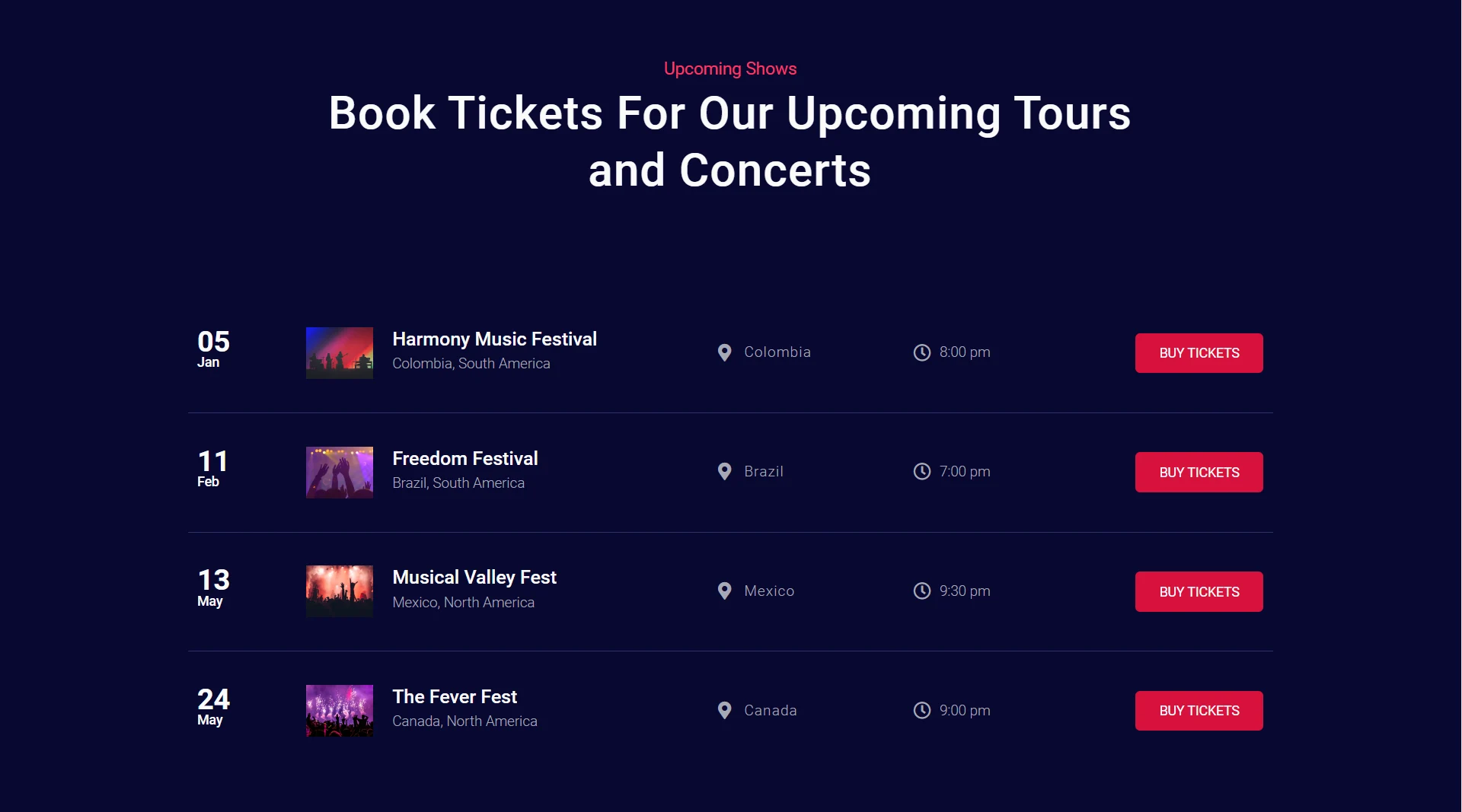 Music Band - Tours