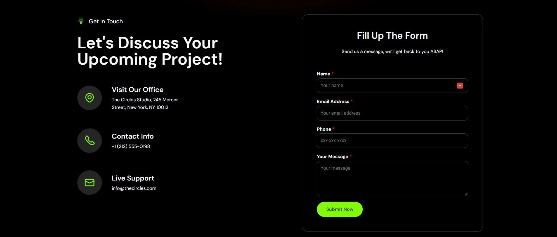 Podcast Contact page