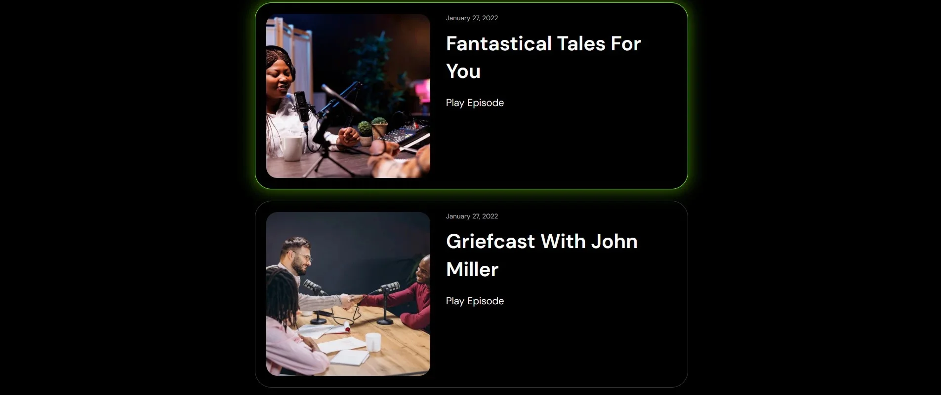 Podcasts template podcast page