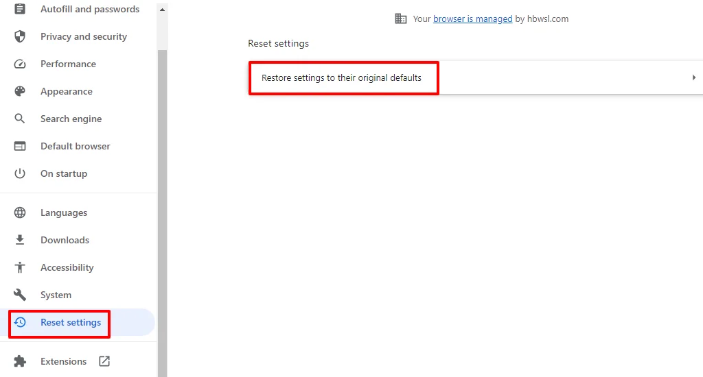 Reset Chrome