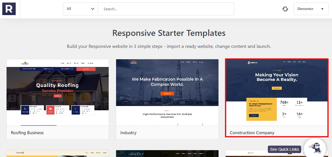 Build a WordPress website using Responsive Starter Templates