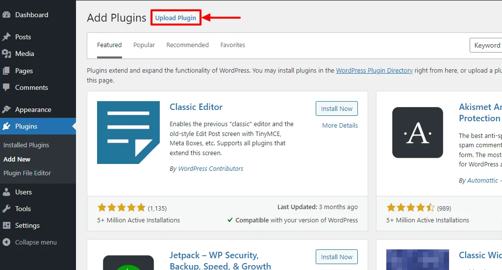 Install a WordPress plugin by uploading to the WordPress manually
