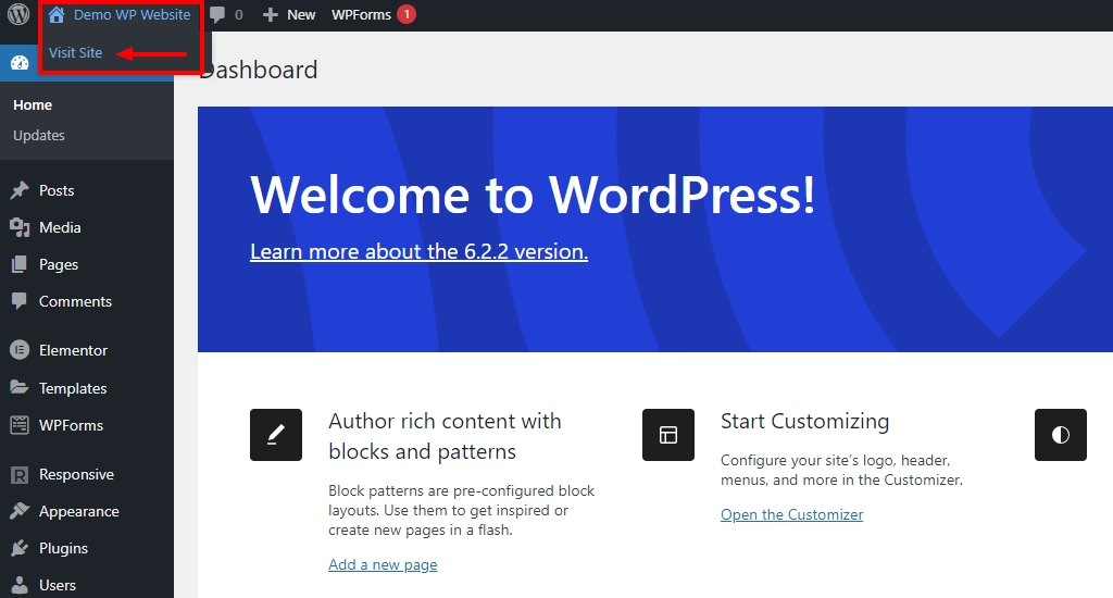 Click on visit site