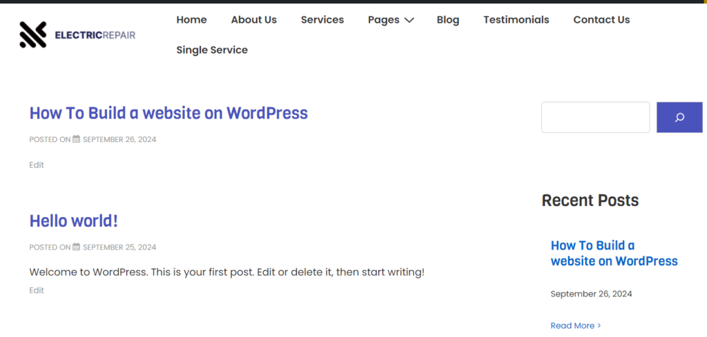 Blog page frontend
