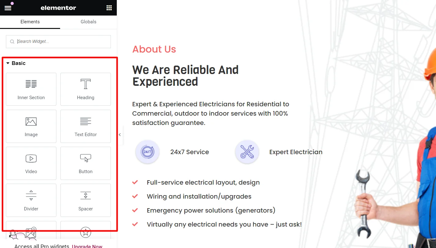 Elementor widgets