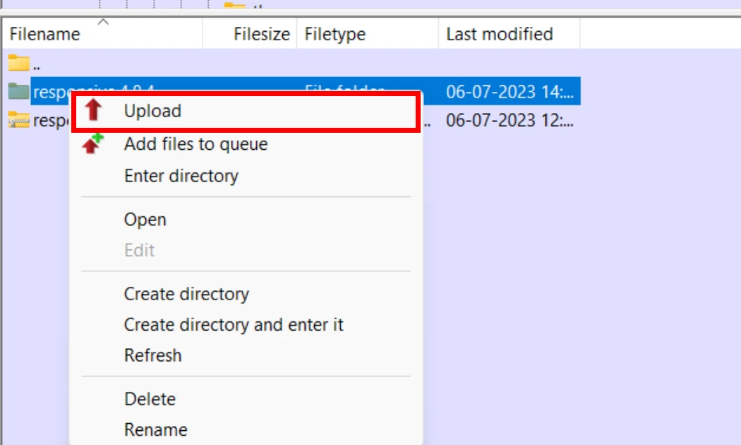 Uploading first file frame