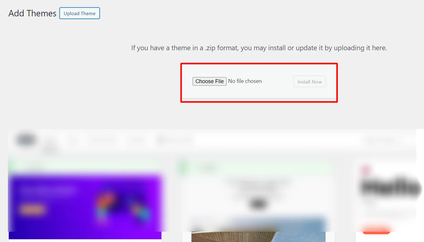 Uploading Theme