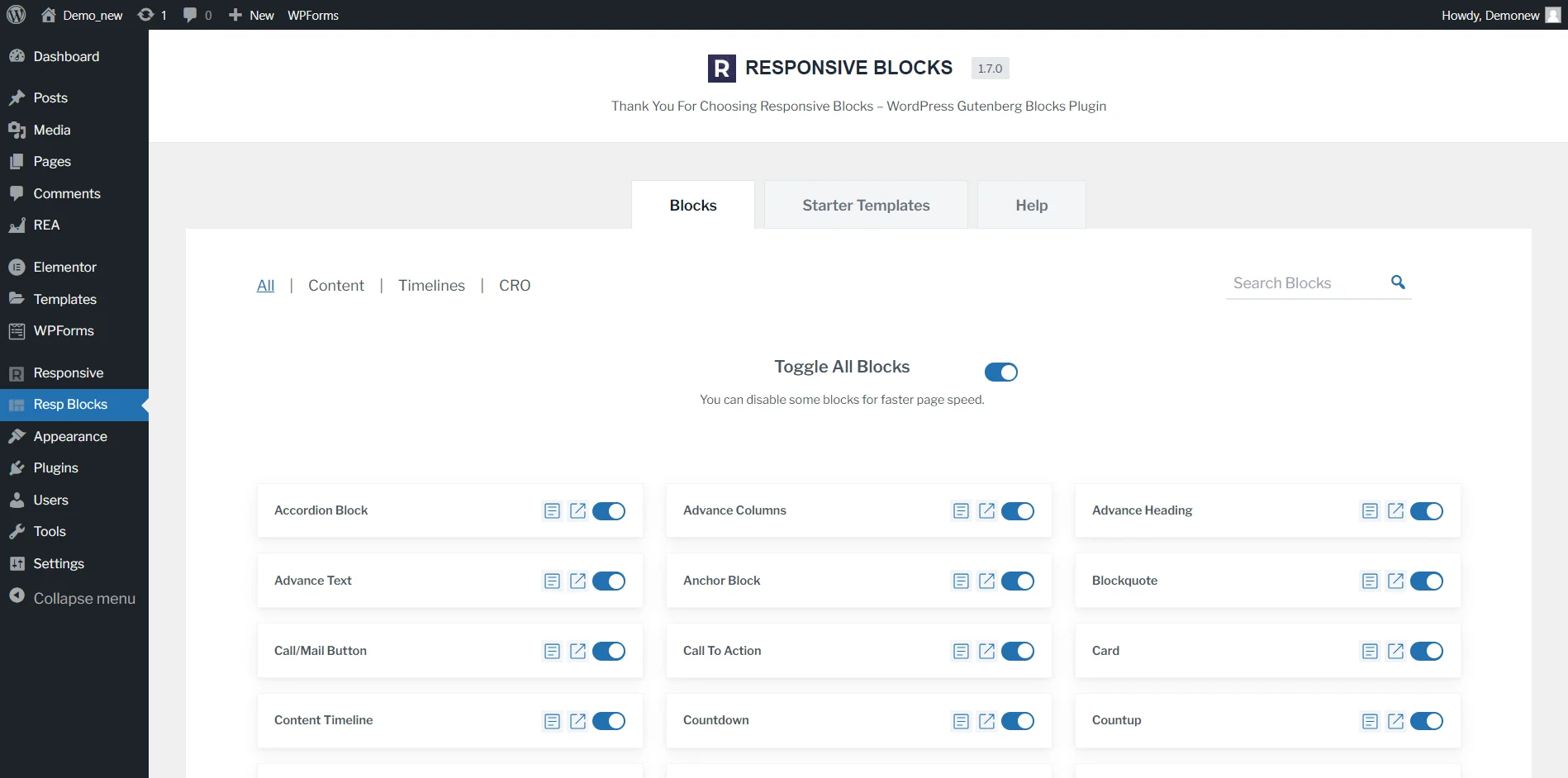 Enable or Disable Responsive Blocks by Toggle