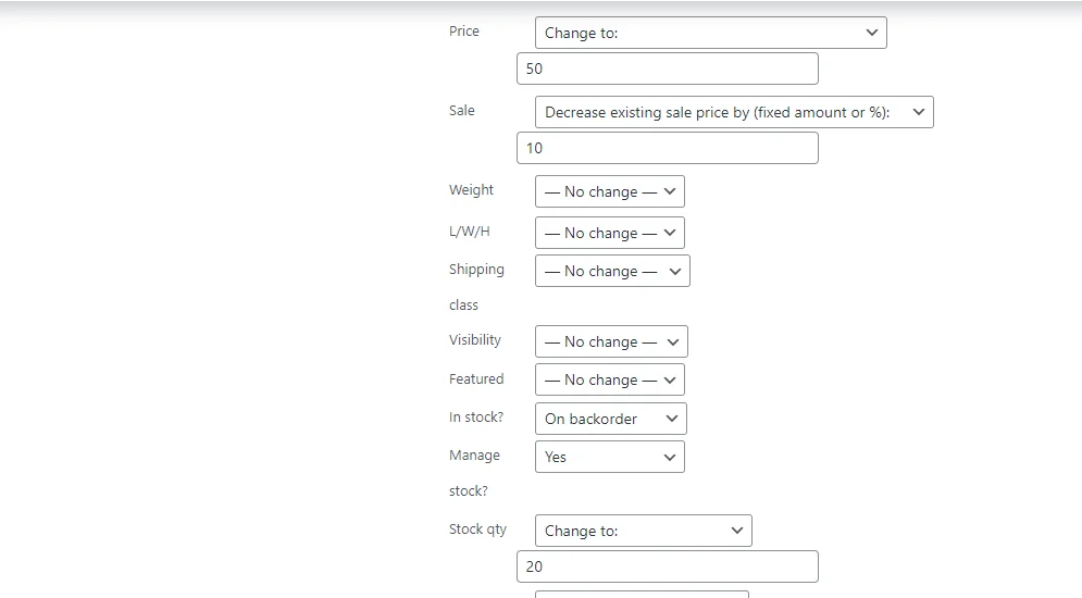 Bulk edit product attributes
