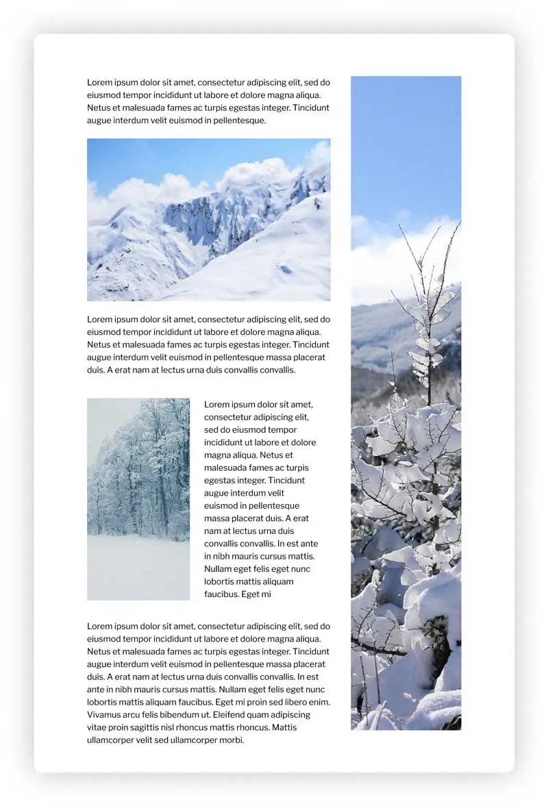Page design with right side bar