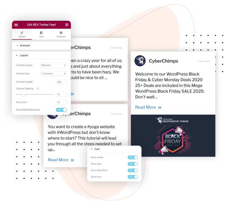 Responsive elementor addons twitter feed widgets settings