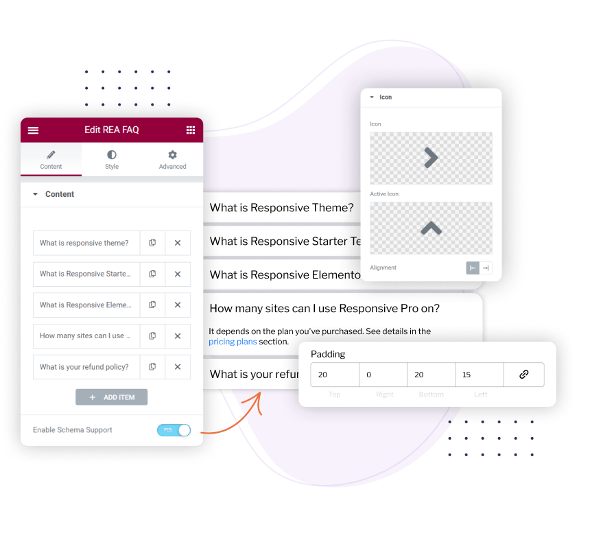 Responsive elementor addons widgets settings