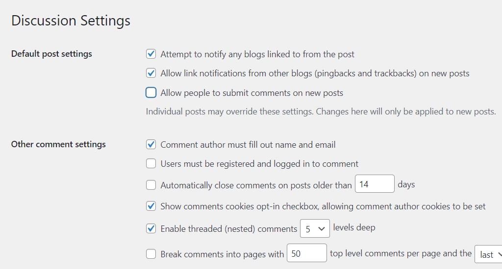 Discussion Settings