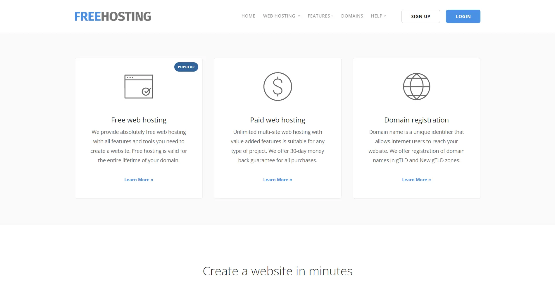 FreeHosting website hosting