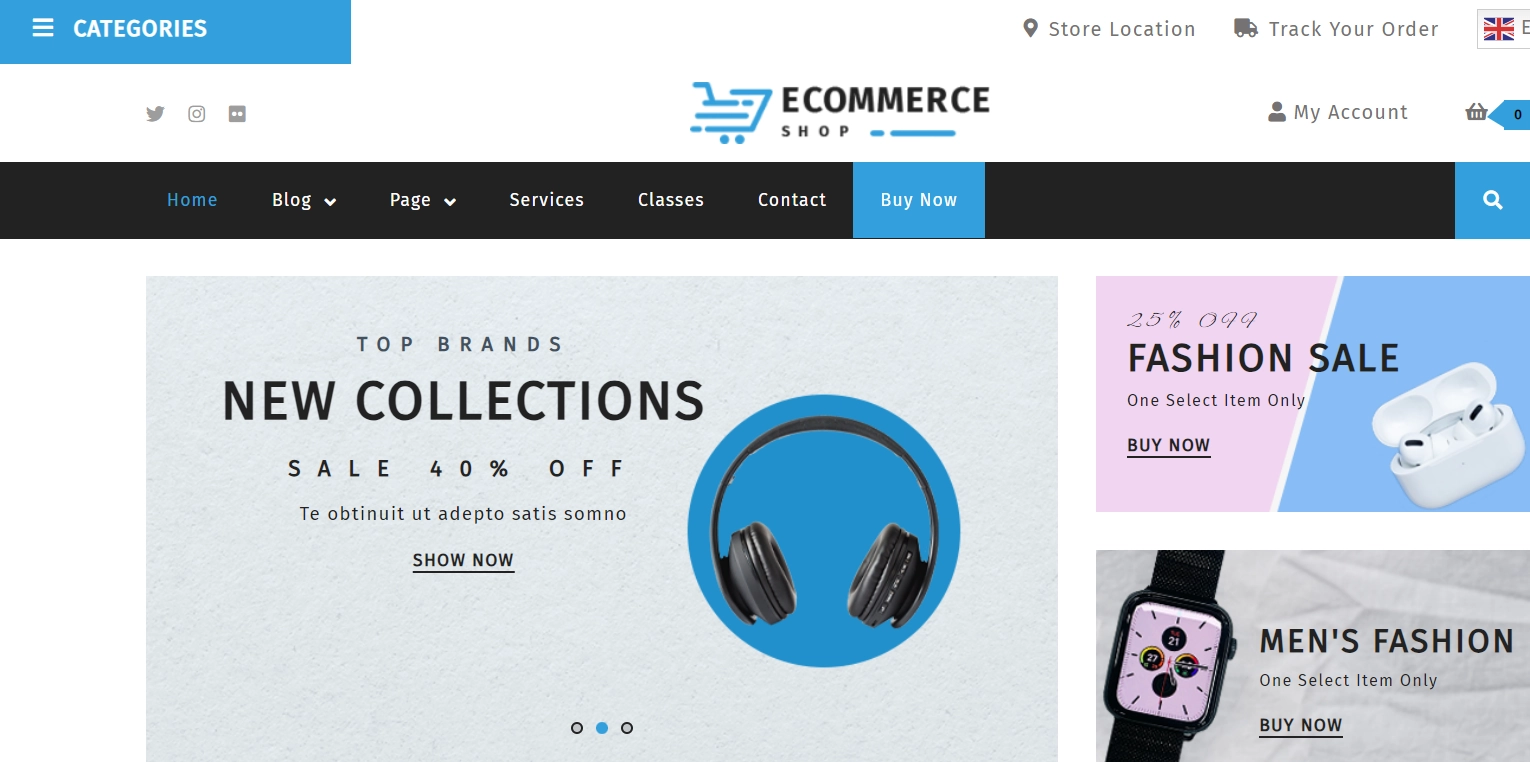VW Ecommerce store free E-Commerce WordPress themes