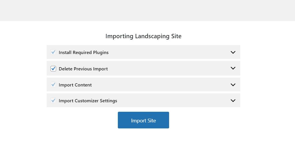 Click on the Import Site button