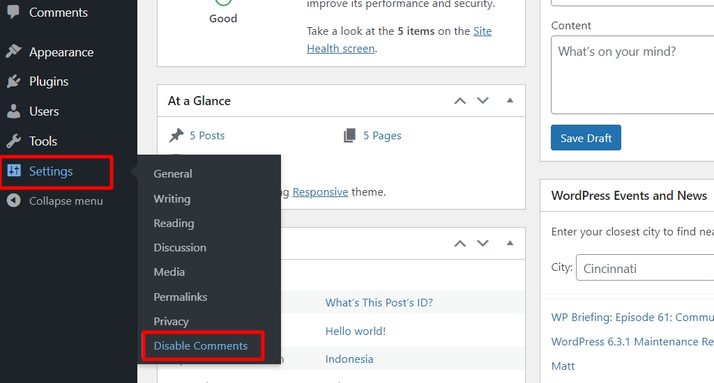 Setting to disable comments