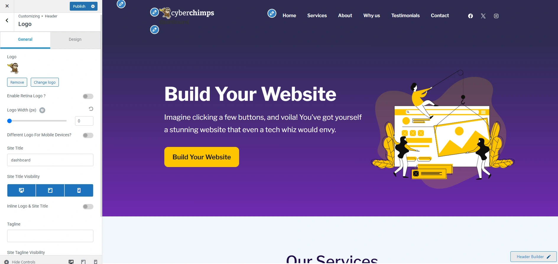 Customize site title and logo