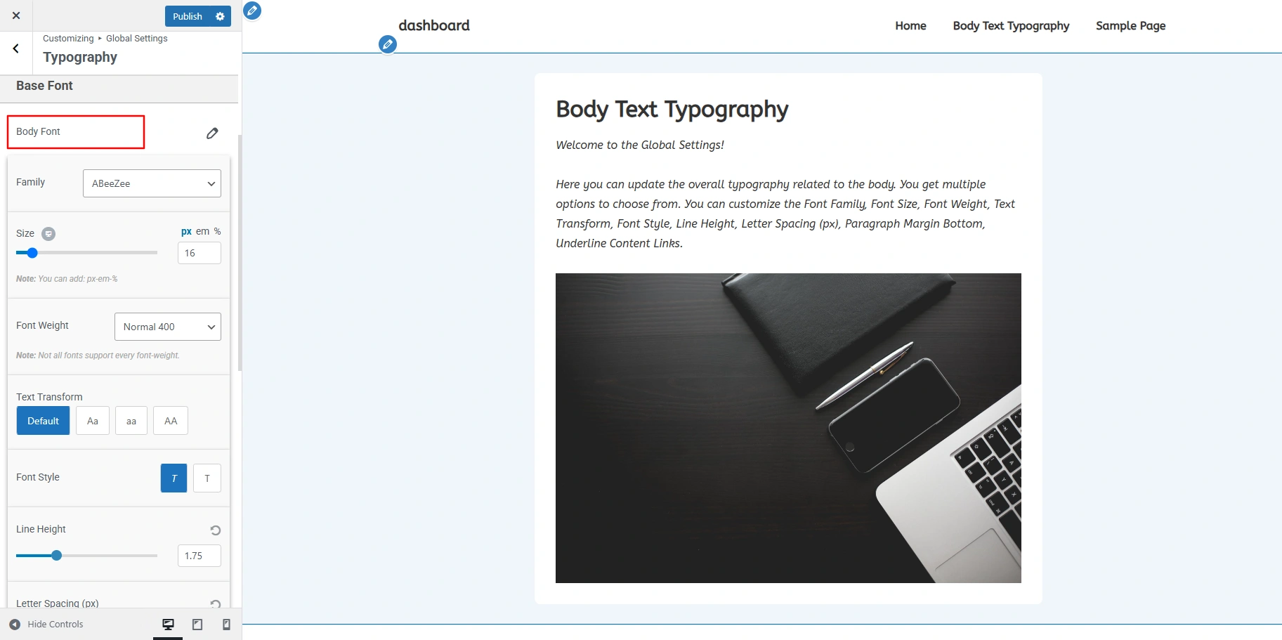 Customizing Body Font