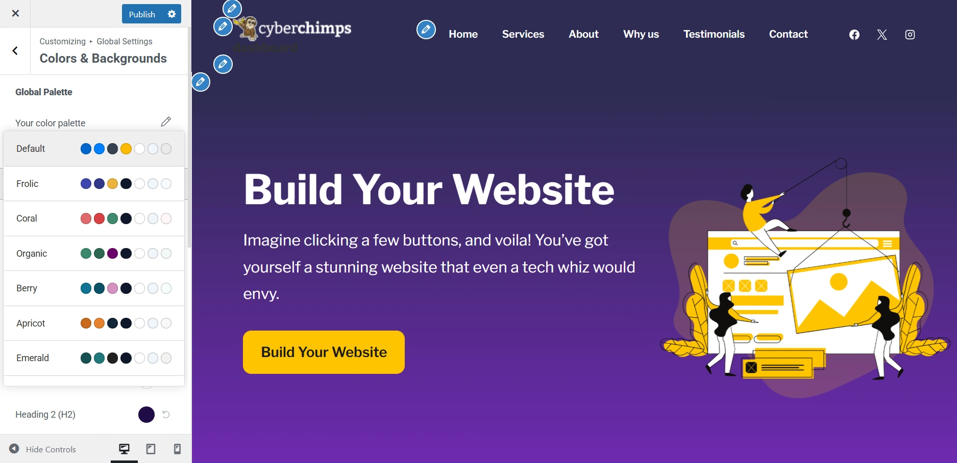 Customizing colors and backgrounds