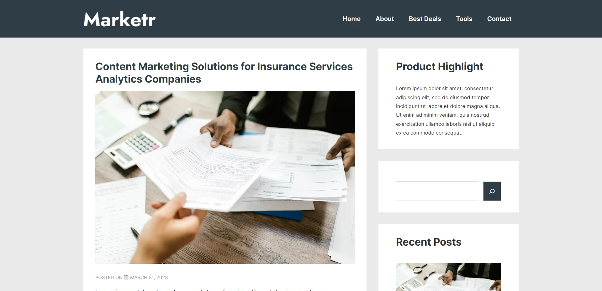 Marketer Responsive theme by Cyberchimps 