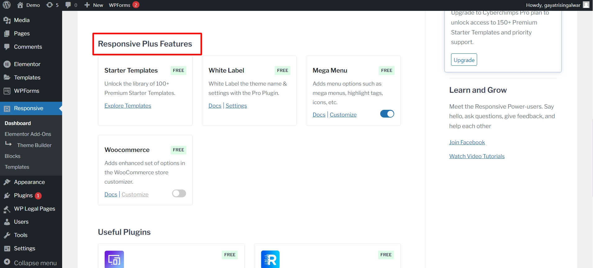 Responsive Plus features
