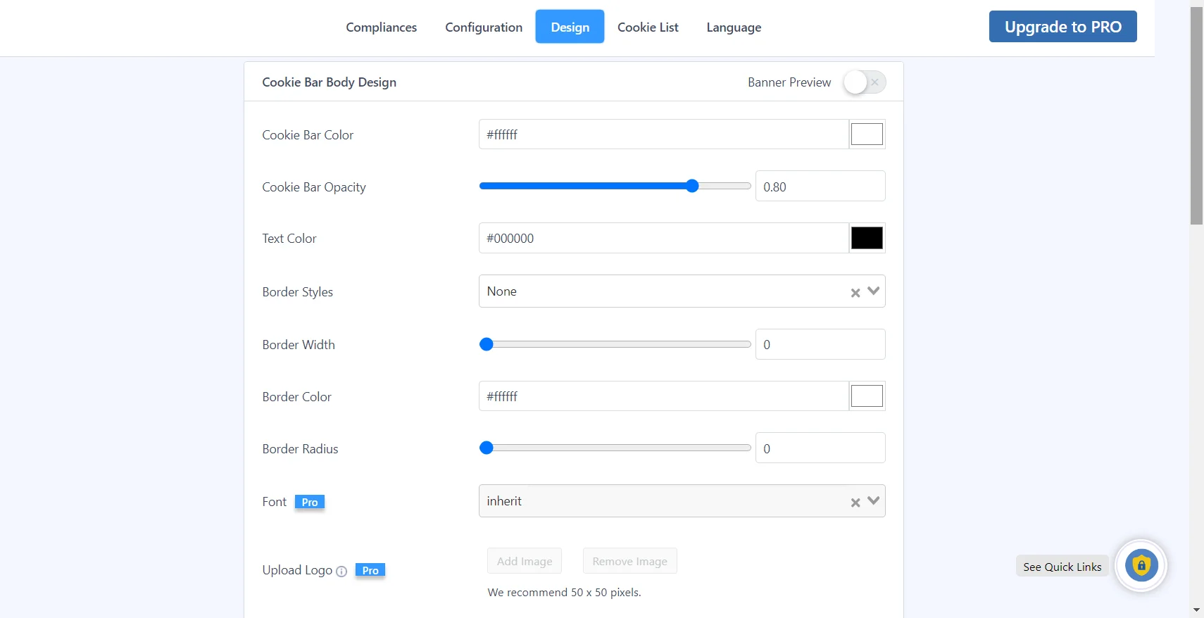 Design Tab- WP Cookie Consent Plugin