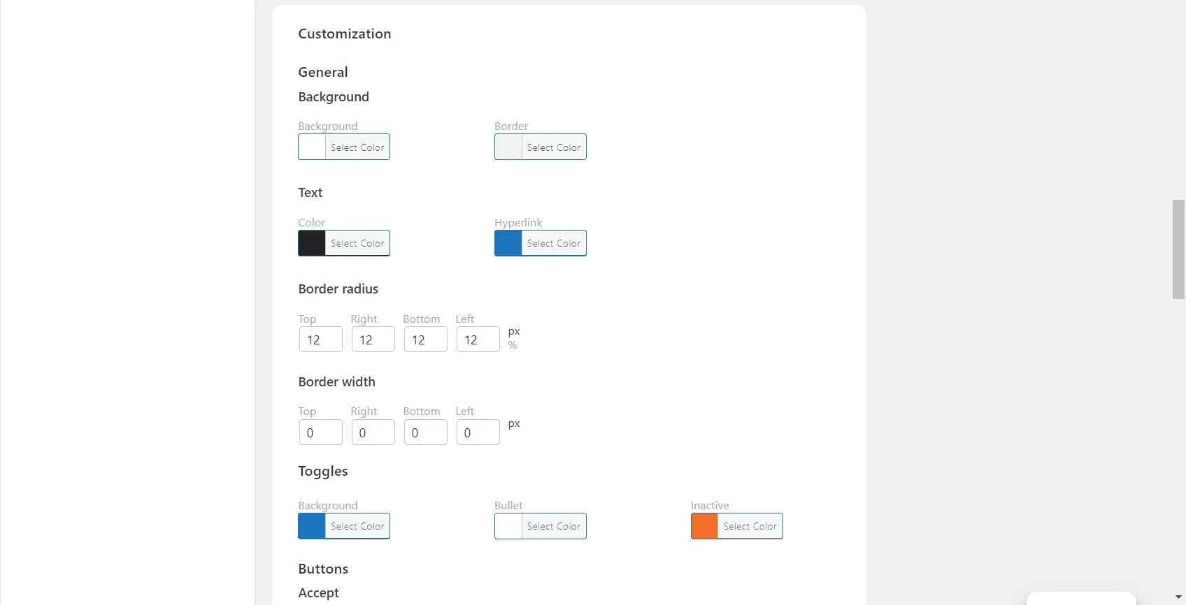 Customization Tab - Complianz plugin