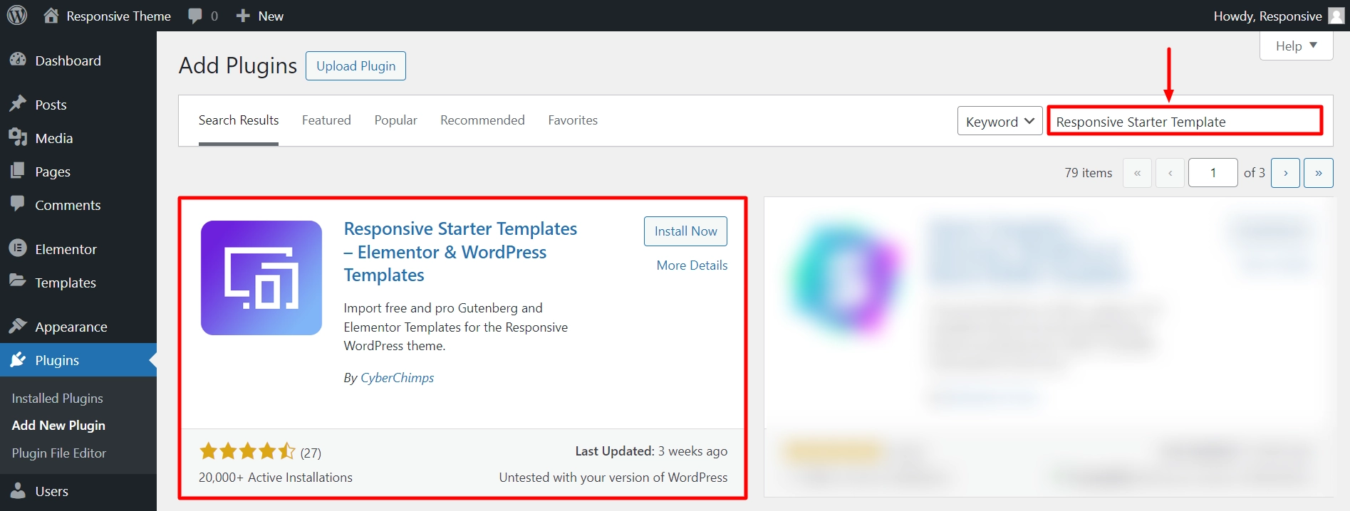 Responsive Starter Template plugin