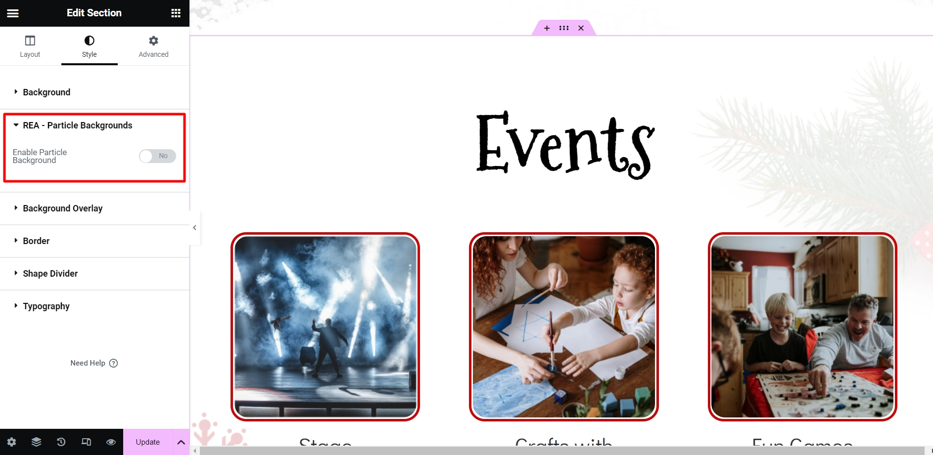Responsive Elementor Addons - Particle backgrounds