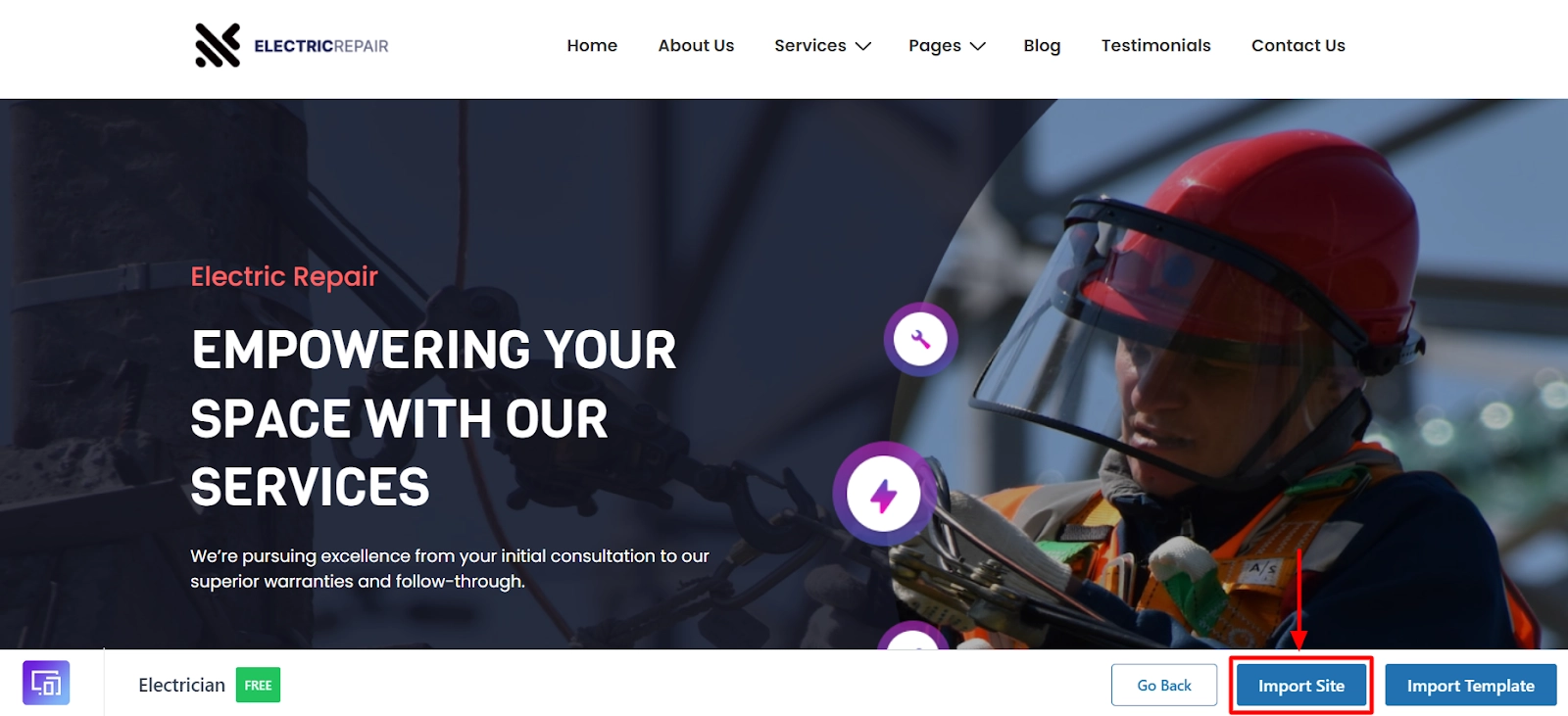 Click on Import Site