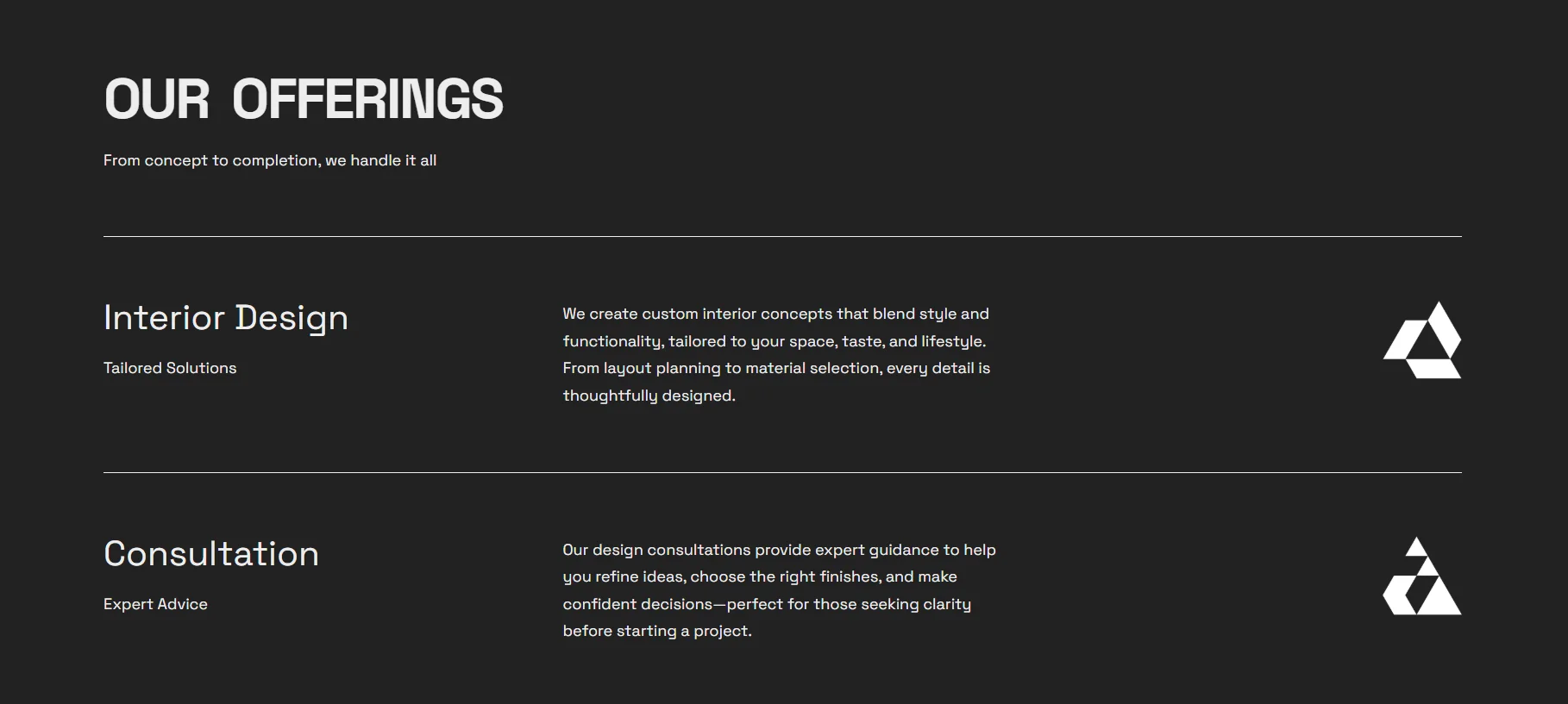 Landingpage Interior – Services
