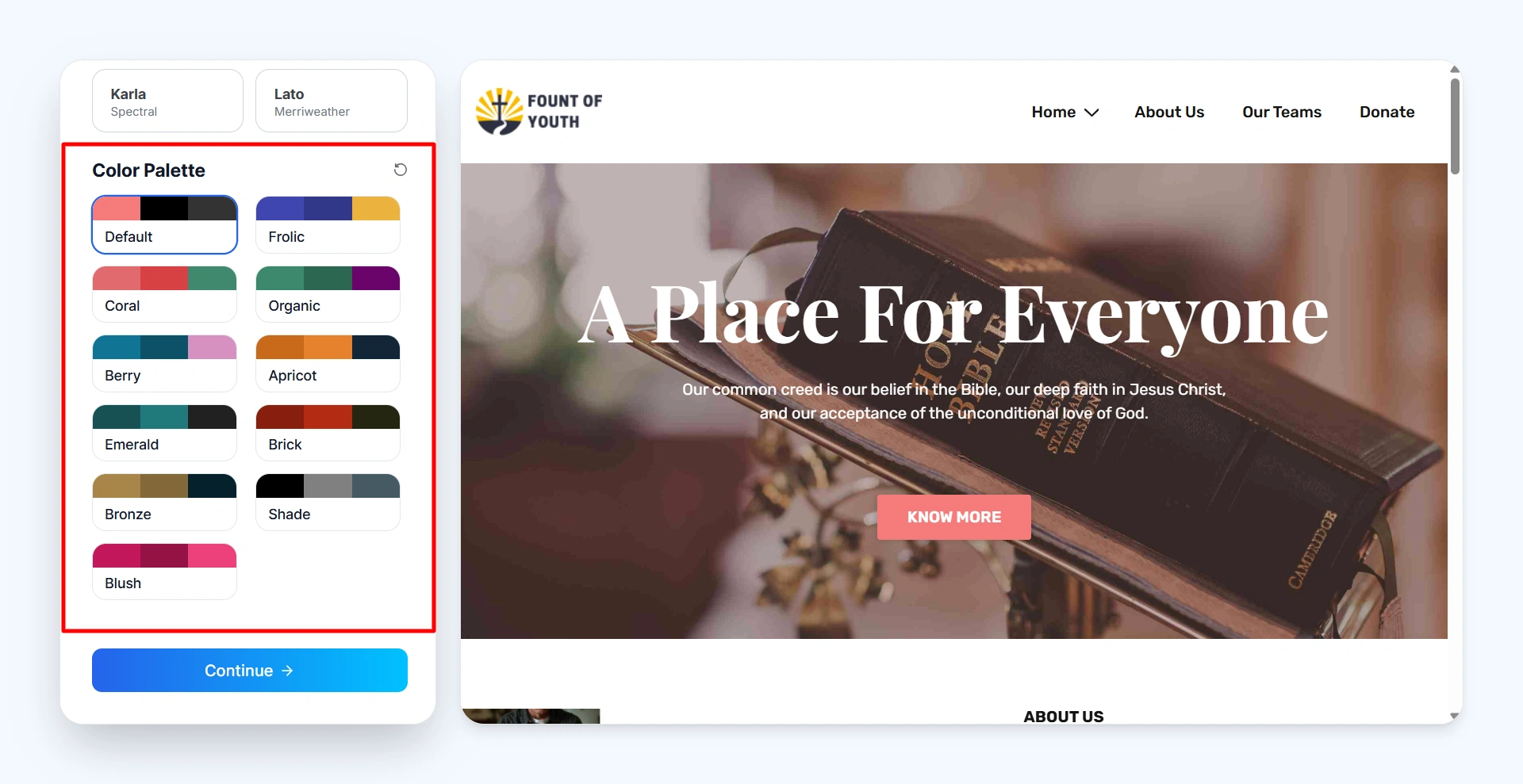 select the color palette