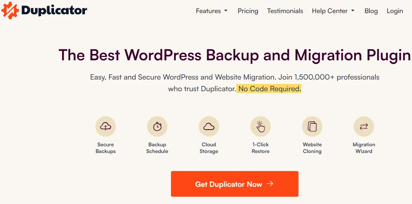 Duplicator plugin for WordPress