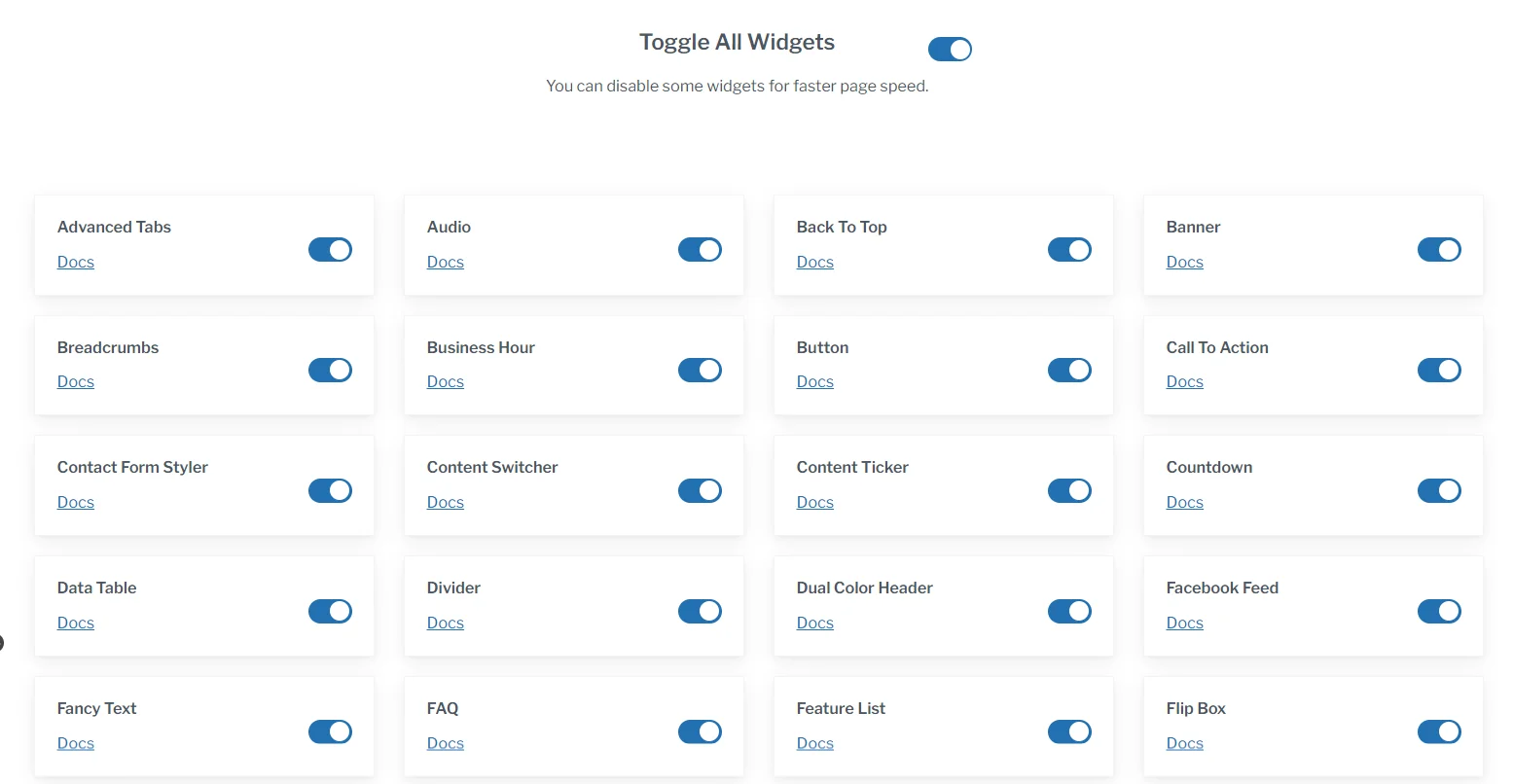 REA Enable/Disable Widgets Feature