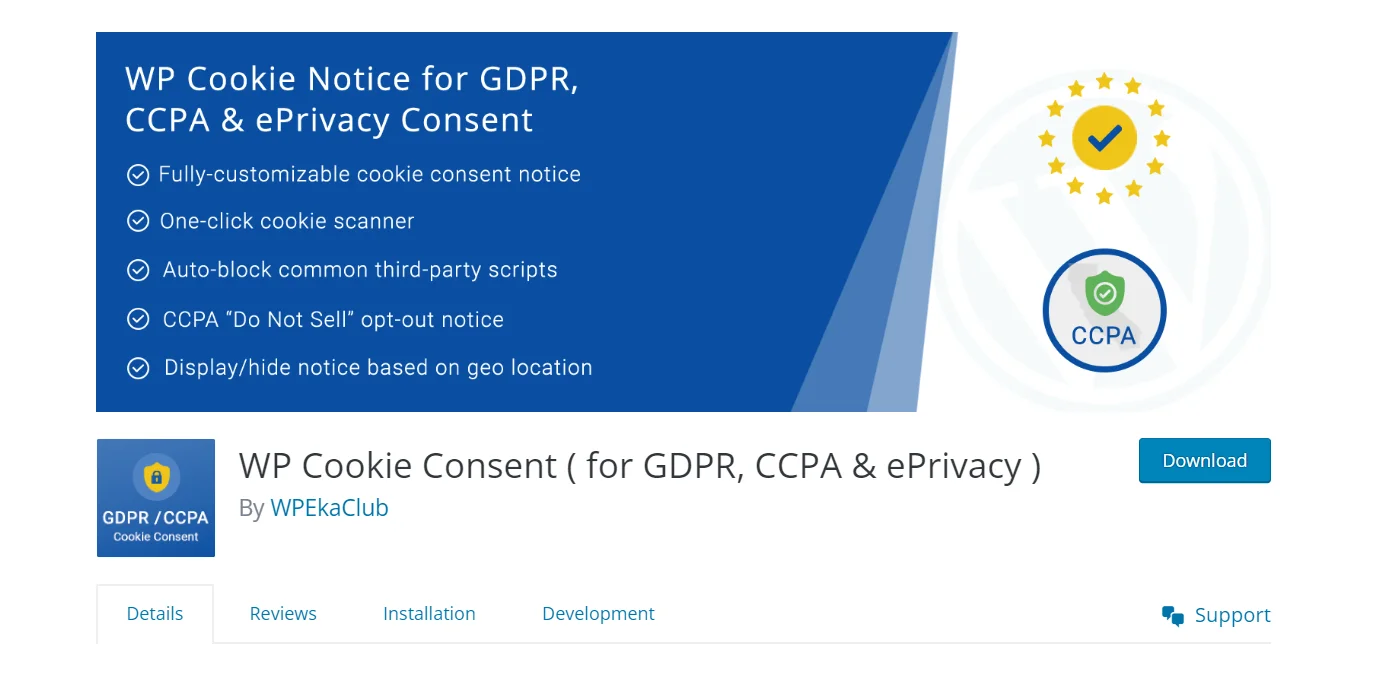 WP Cookie Consent WordPress plugin