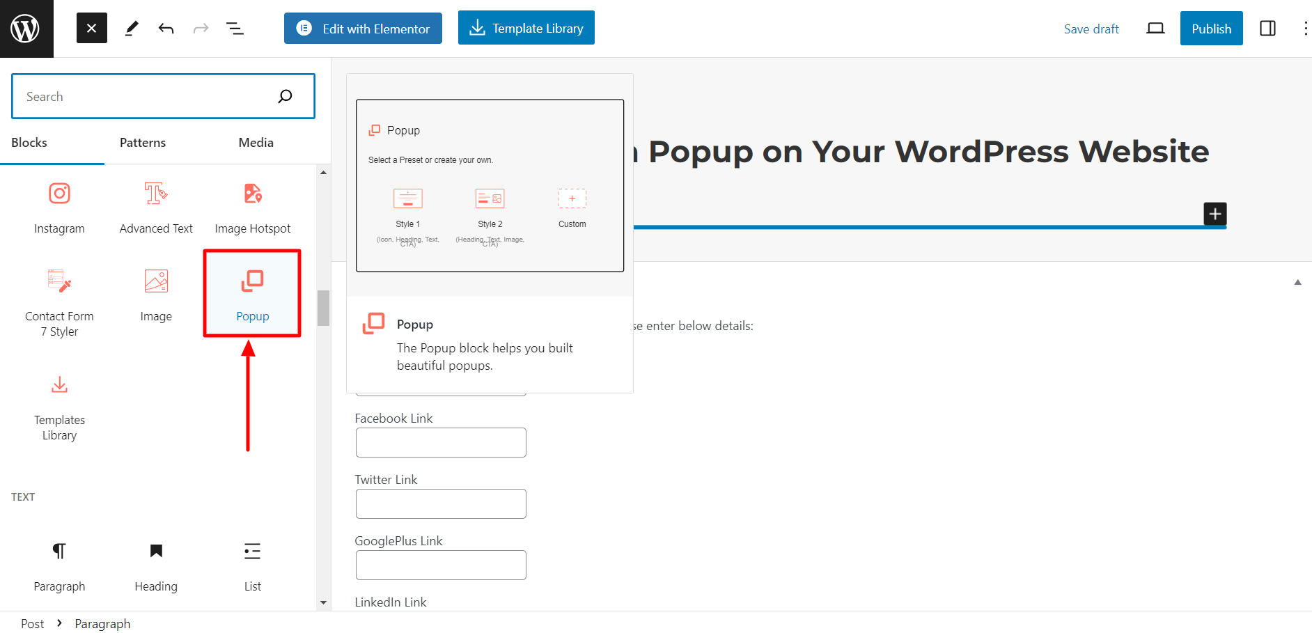 Popup block