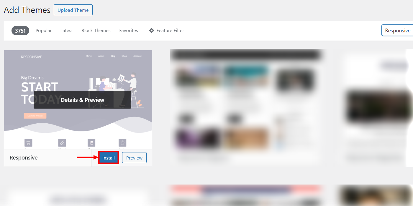 Installing Responsive theme