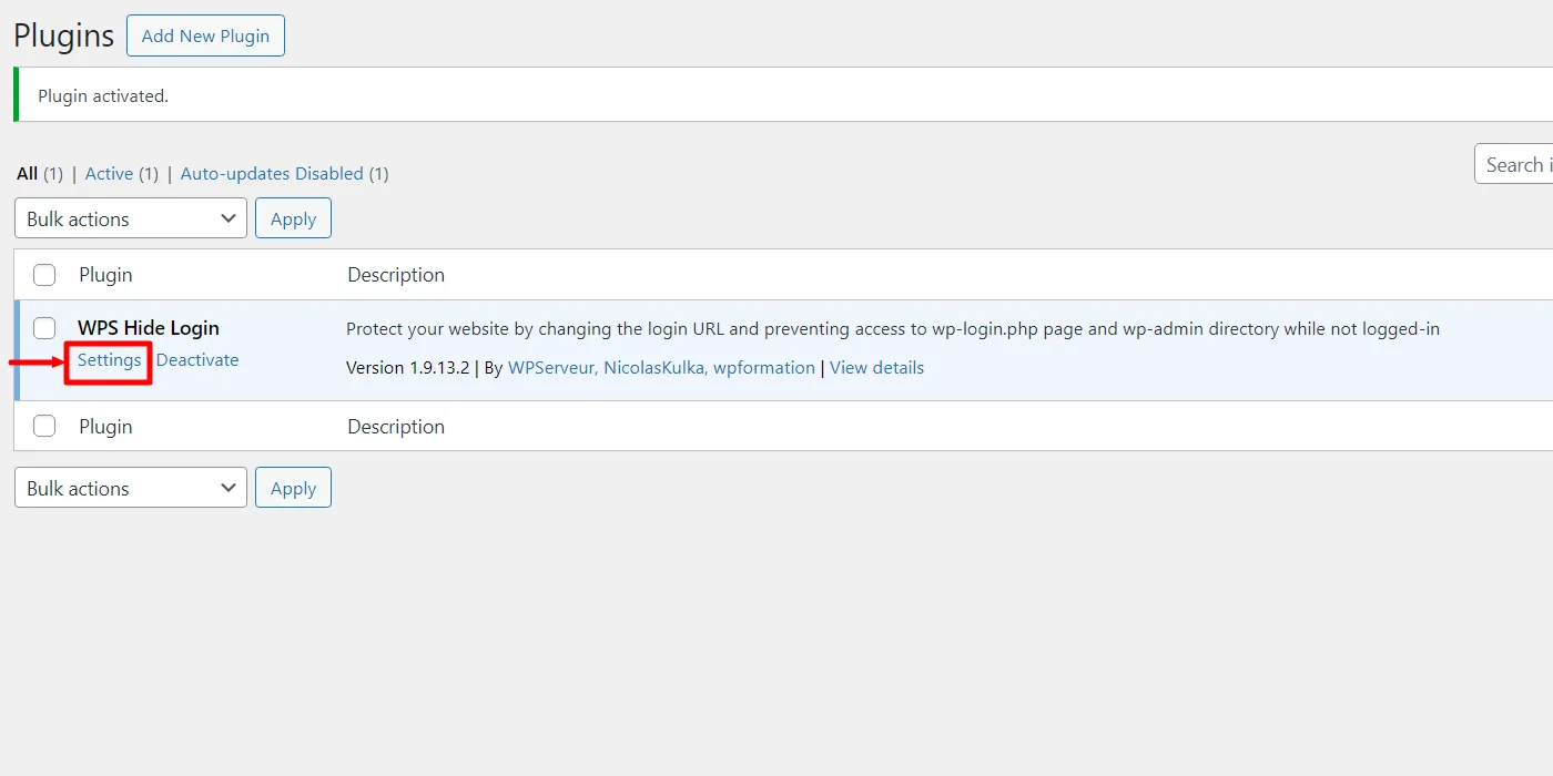 WPS hide login settings