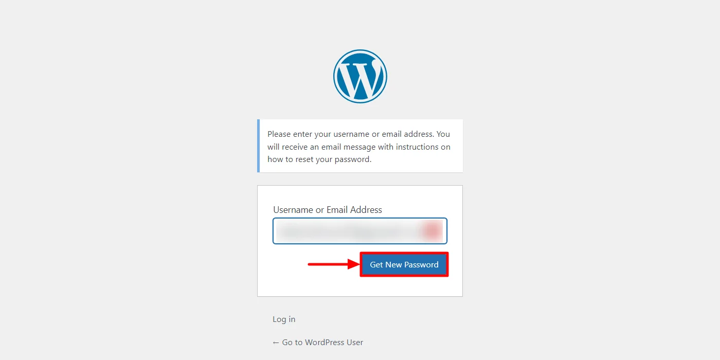Clicking on Get New Password