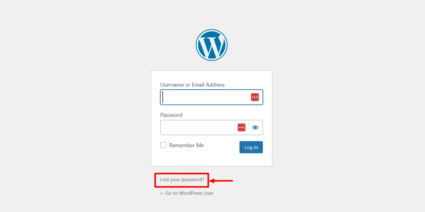 Lost your WordPress password - Find WP admin login page