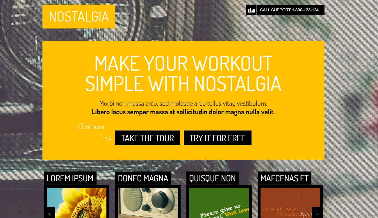 Nostalgia landing page WordPress themes