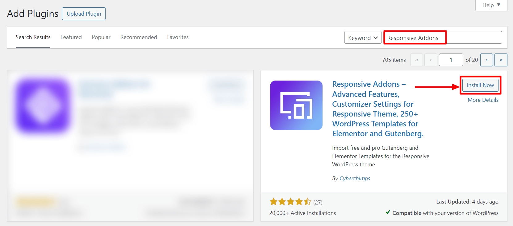 Search for Responsive Addons plugin and Install it