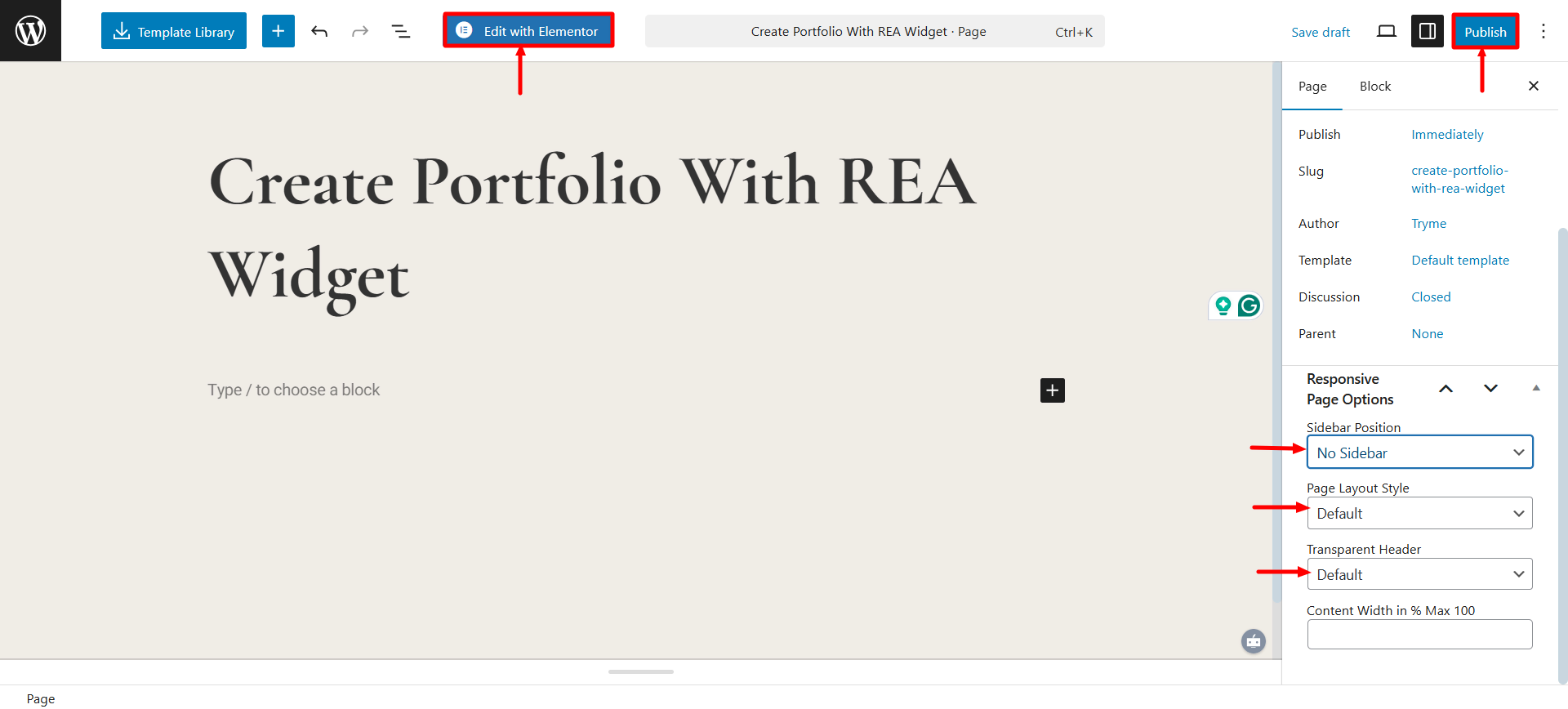 page setting