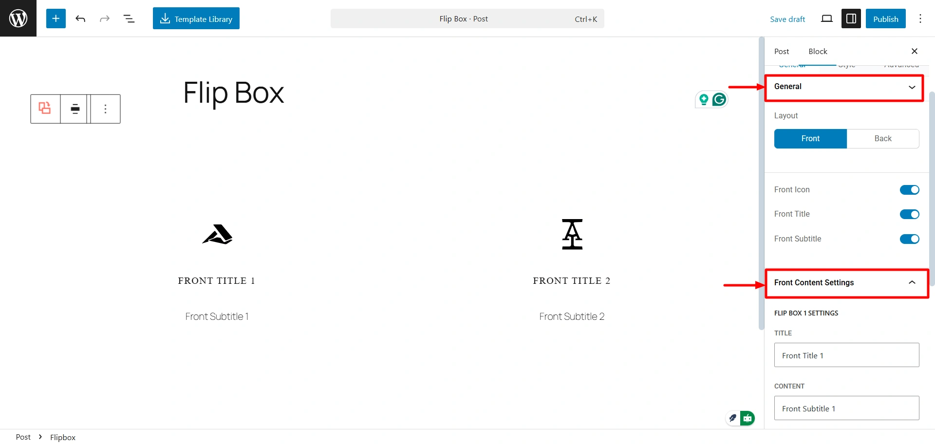 fill information in flip box