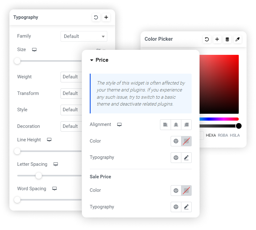 customization options product price widget responsive addons for elementor