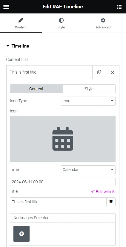 Customizing timeline