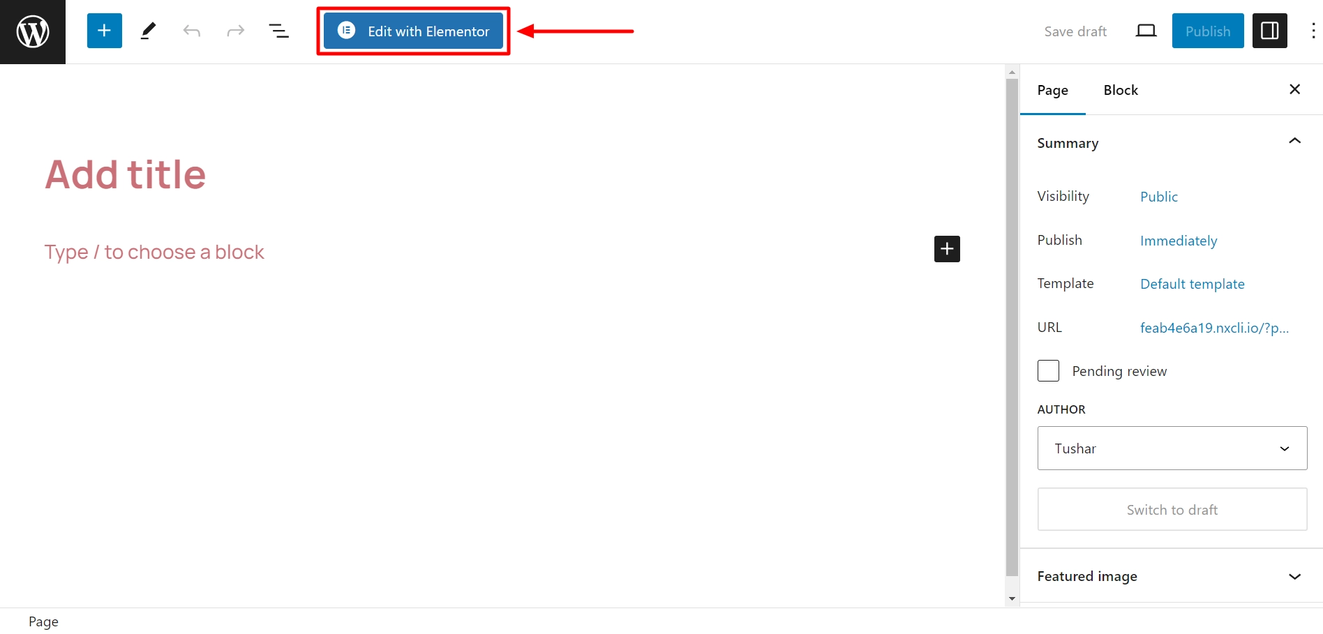 Click on Edit with Elementor