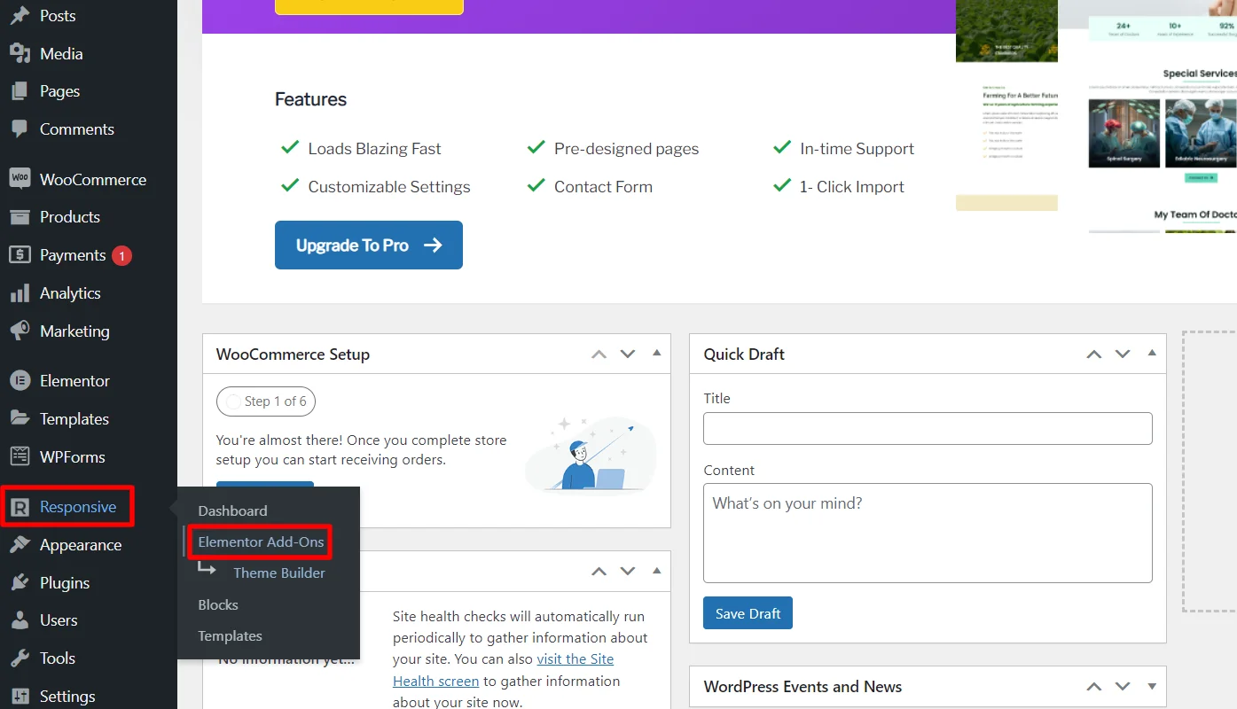 Click responsive and then Elemenetor Addons 