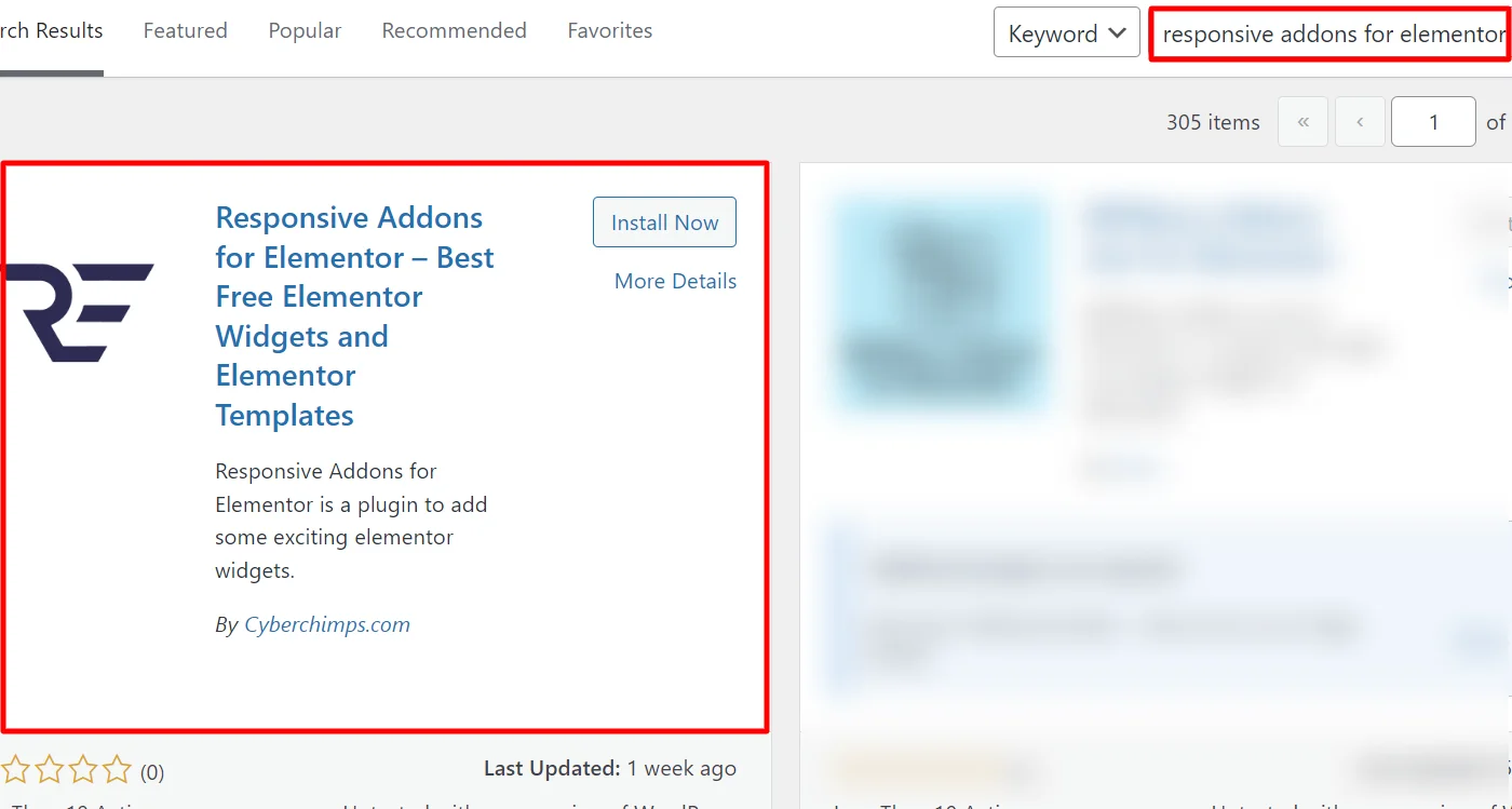 Searching Responisve addons for Elementor
